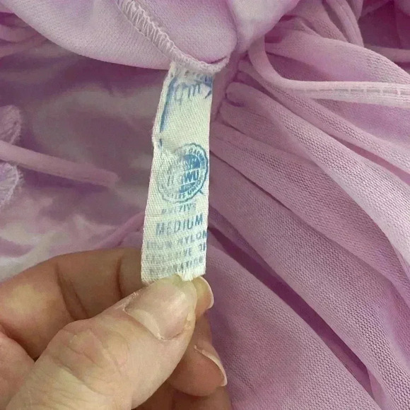 Vintage 1950s Sheer Pink Robe/Cape Chiffon Mid Length Ballon Sleeves Size Medium - Picture 7 of 10